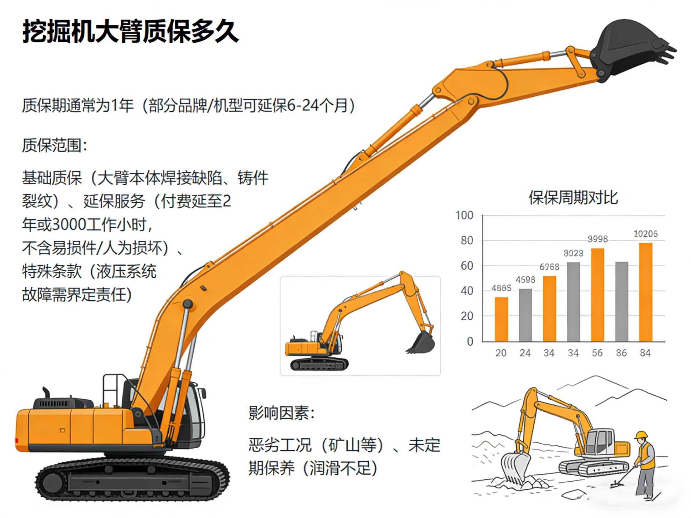 挖掘机大臂质保多久