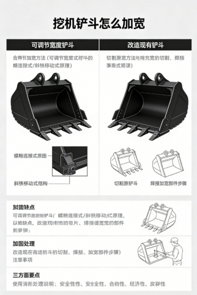 挖机铲斗怎么加宽