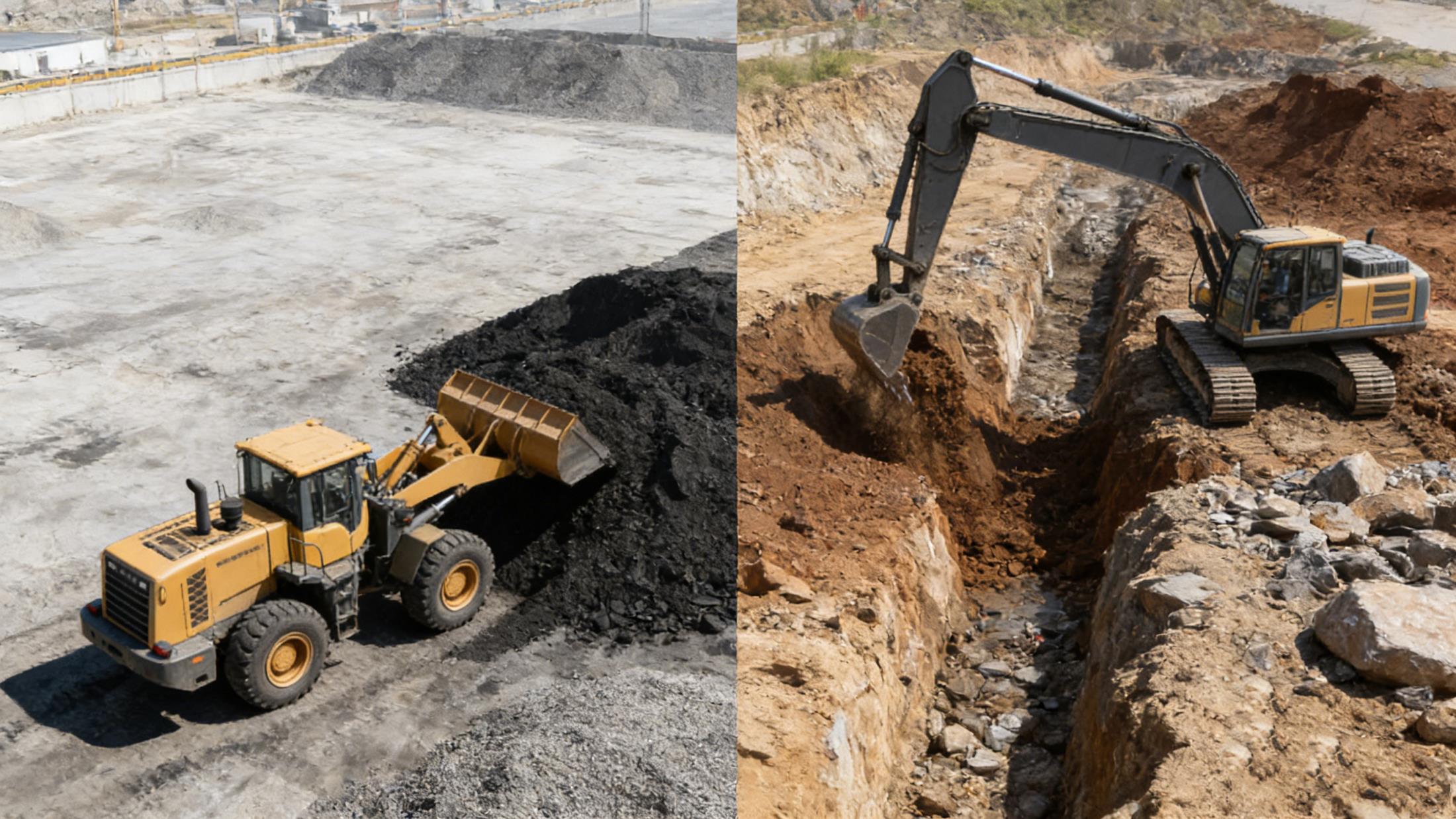 装载机和挖掘机适用场景与物料